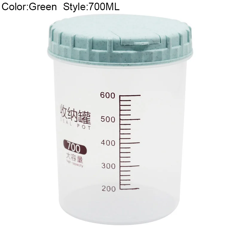 700ML 300/500/700/1100/1800 мл Platstic прозрачный Еда банка для хранения Круглый герметичный бак Крупы контейнеры Caddy BJStore - Цвет: 700ML