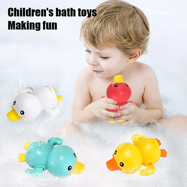 1PC Baby Bathroom Bath Shower Clockwork Swimming Children Play Water Cute Little Yellow Duck Bathing Bathtub Toys For Kid 4