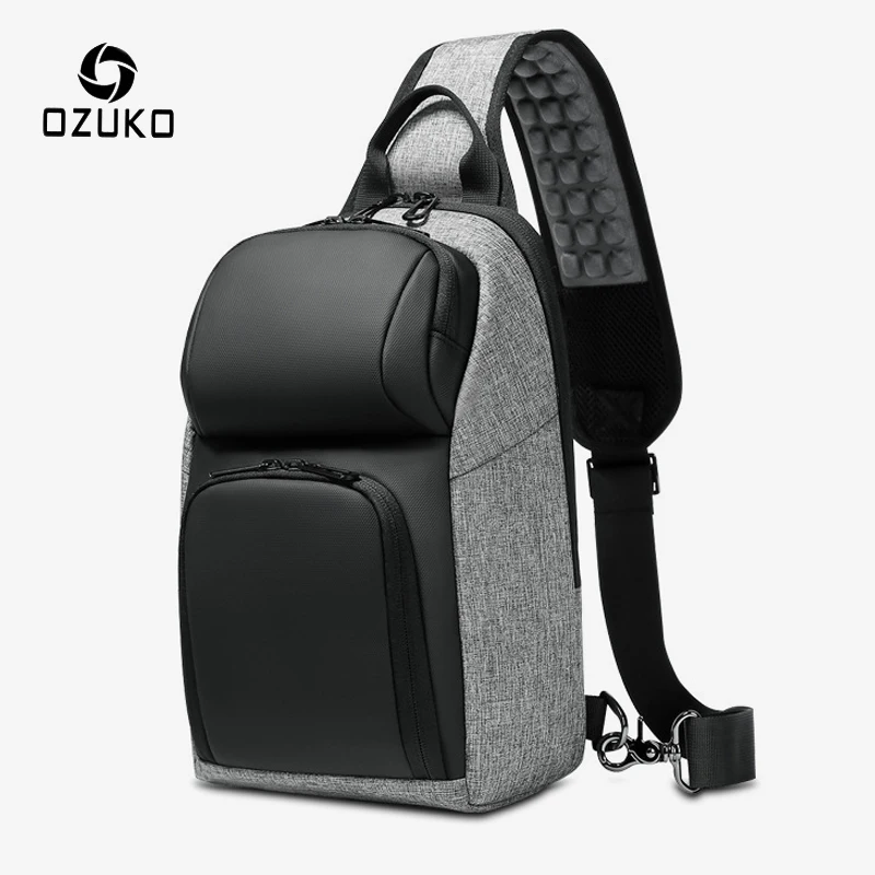 OZUKO USB зарядка мужская сумка через плечо высокое качество водонепроницаемые