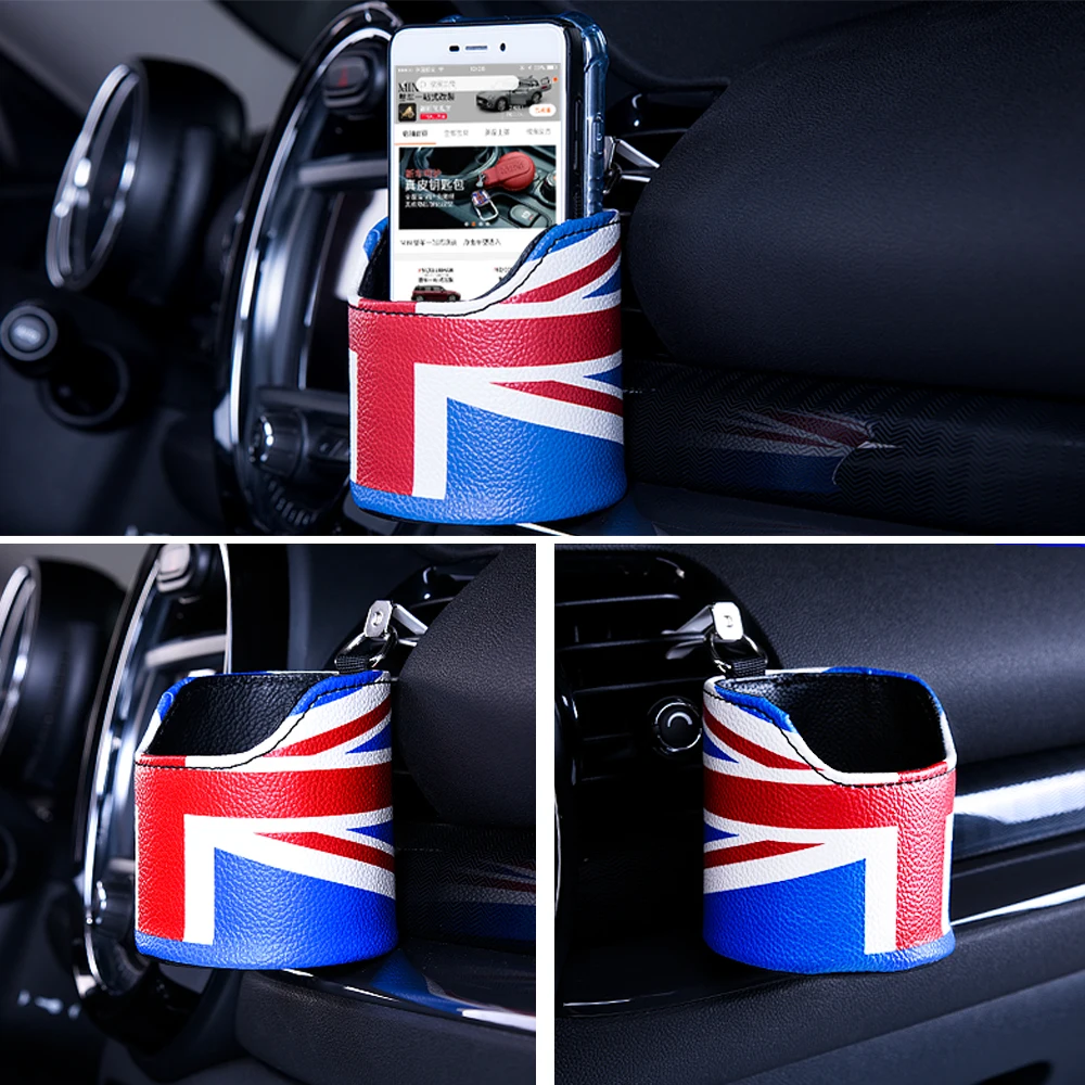 Car Air conditioning outlet Storage Box Uinversal Leather Case Organizer Catch Catcher cylinder for Mobile Phone Coin Cigarette