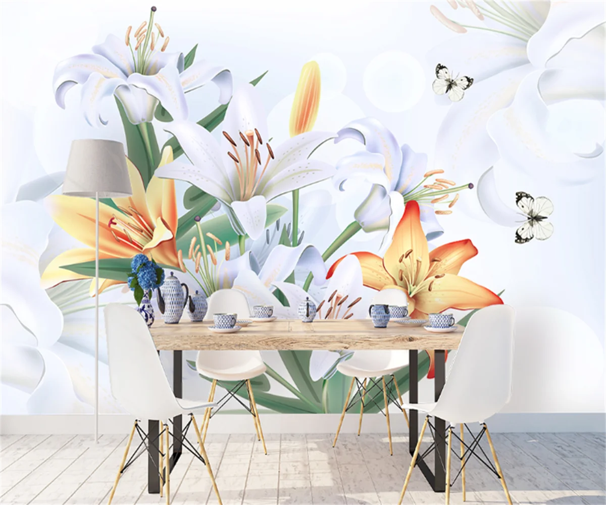 

Customize any size 3d wallpaper mural European lily photo wall painting living room theme hotel luxury decoration wall papier