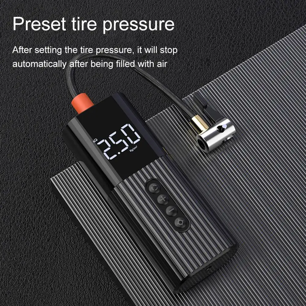 

New 12V 100PSI Rechargeable Air Pump Tire Inflator Cordless Portable Compressor Digital Car Tyre Pump for Car Bicycle Tires Ball