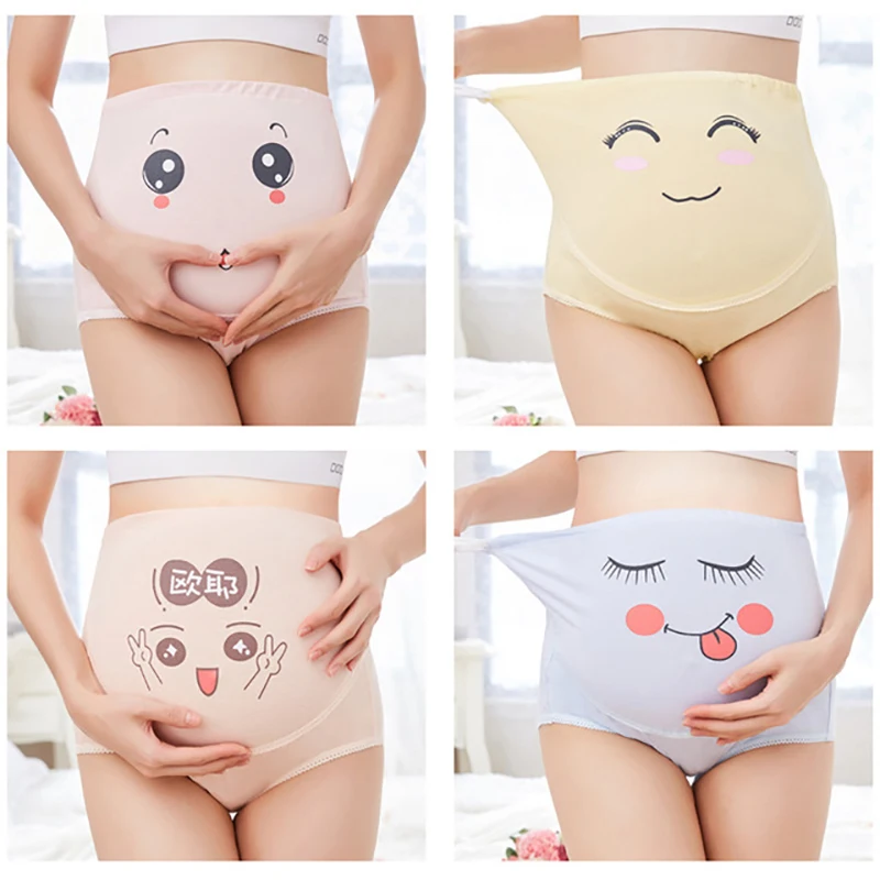 Cotton Pregnancy Panties Intimates Maternity Bandage Adjustable Belly Cartoon Solid Color Underwear Clothing For Pregnant Women