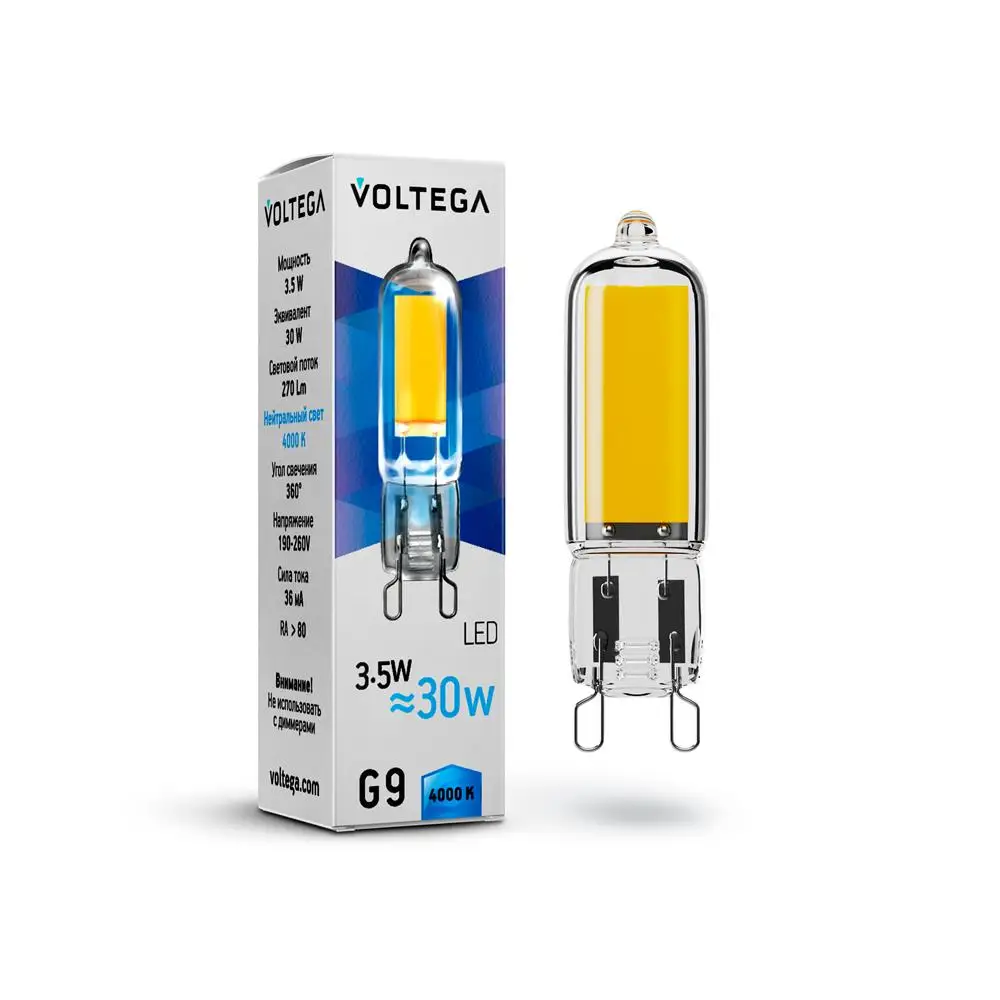 Лампочка VOLTEGA Капсула G9 4000К 3.5W | Лампы и освещение