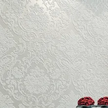 Роскошная белая Дамасская 3d стереоскопическая рельефная настенная бумага, Нетканая настенная бумага в рулоне для спальни, гостиной, настенная Обложка, голубой кремовый розовый