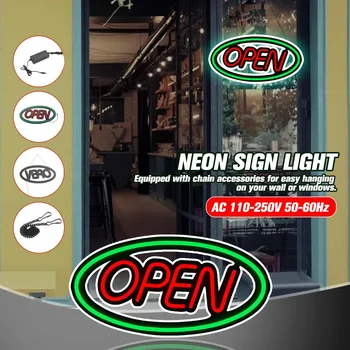 

Colorful Neon Bulbs Commercial Lighting OPEN Neon Sign LED Light Tube Handmade Visual Artwork Bar Club KTV Wall Decoration