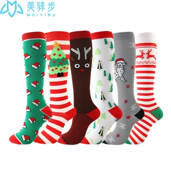 

1000 PAIRS Christmas Compression High Stockings Women Men Pressure Socks Compress Running Knee High Nylon Run Socks