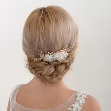 BUFEI HP76 Женская белая пряжа ручной работы цветок волосы гребни невесты свадебные красивые головные уборы женские нежные жемчужные аксессуары для волос