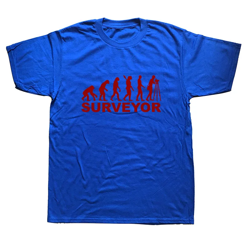 Забавная футболка Evolution Surveyor мужская летняя Стильная Модная хлопковая футболка с короткими рукавами - Цвет: BLUE