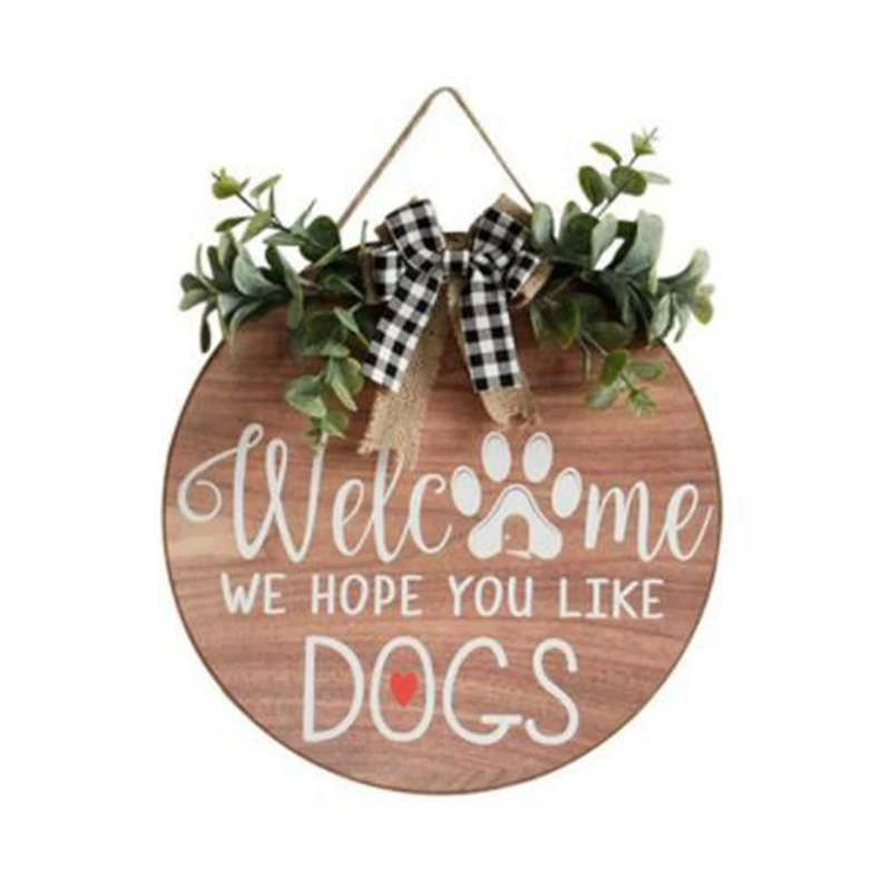Welcome Bow Letter of Front Door Sign on Wooden House Decoration Pendant Special Days Reminder Board Home Hanging Decor | Дом и сад