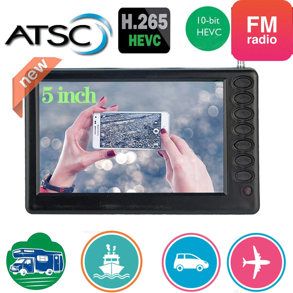 LEADSTAR 5 Inch Portable Mini Digital Tv With ATSC-T FM ATV USB Playback Built Battery Pocket tv Watch Any Where D5 - ANKUX Tech Co., Ltd