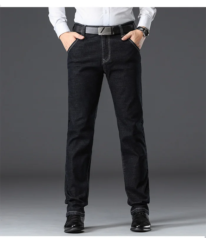 Jantour бренд Для Мужчин's модные джинсы Бизнес Повседневное стретчевые джинсы классические брюки, джинсовые штаны мужской размер, 40, 42, 44, 46