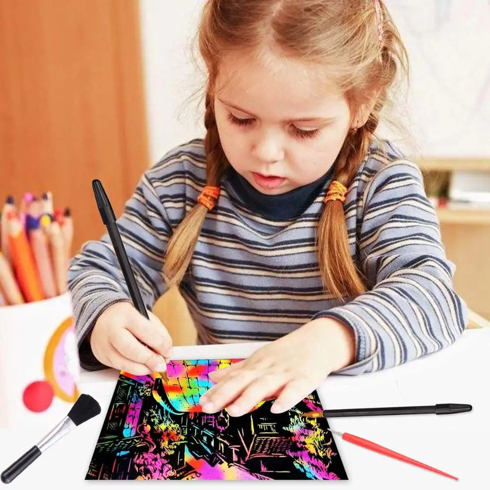 4 шт скретч-арт инструменты для рисования набор для рисования с палкой скребок Ручка Черная Кисть для скретч эскиз художественной живописи DIY игрушки