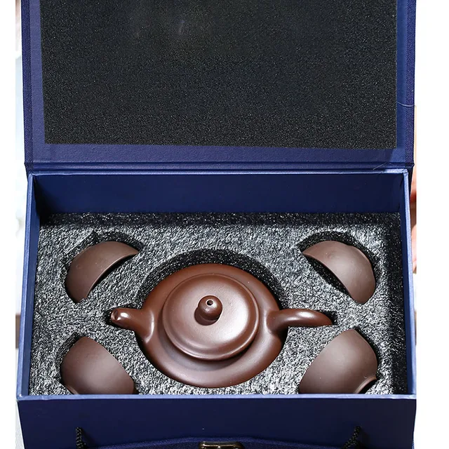 Chinese Handmade Beauty Tet Set Portable Purple Clay Teapot Zisha Teaware Kitchen Accessories Bubble Tea Free Shipping Teapot and 4 Teacups