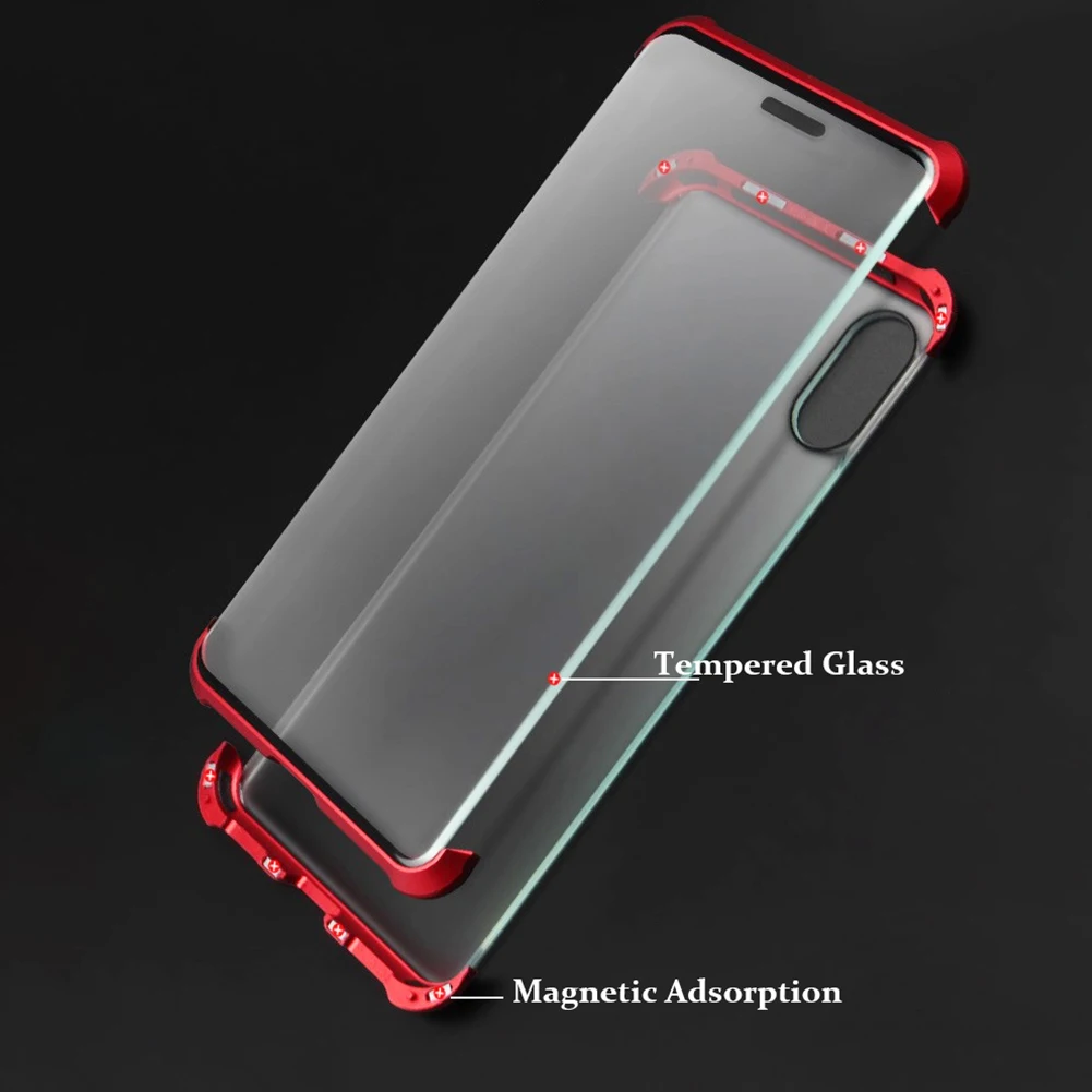 Безрамный прозрачный стеклянный Магнитный чехол для iPhone 7 8 X XS MAX XR 360 ударопрочный