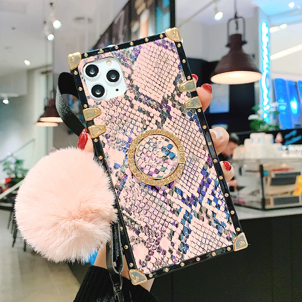 Snake Skin Case For Samsung Note10 Plus S10e S10 Plus S9 S8 Note9 Note8 A10 A20 A30 A50 A70 M20 M30 Square Gradient Color Case (5)