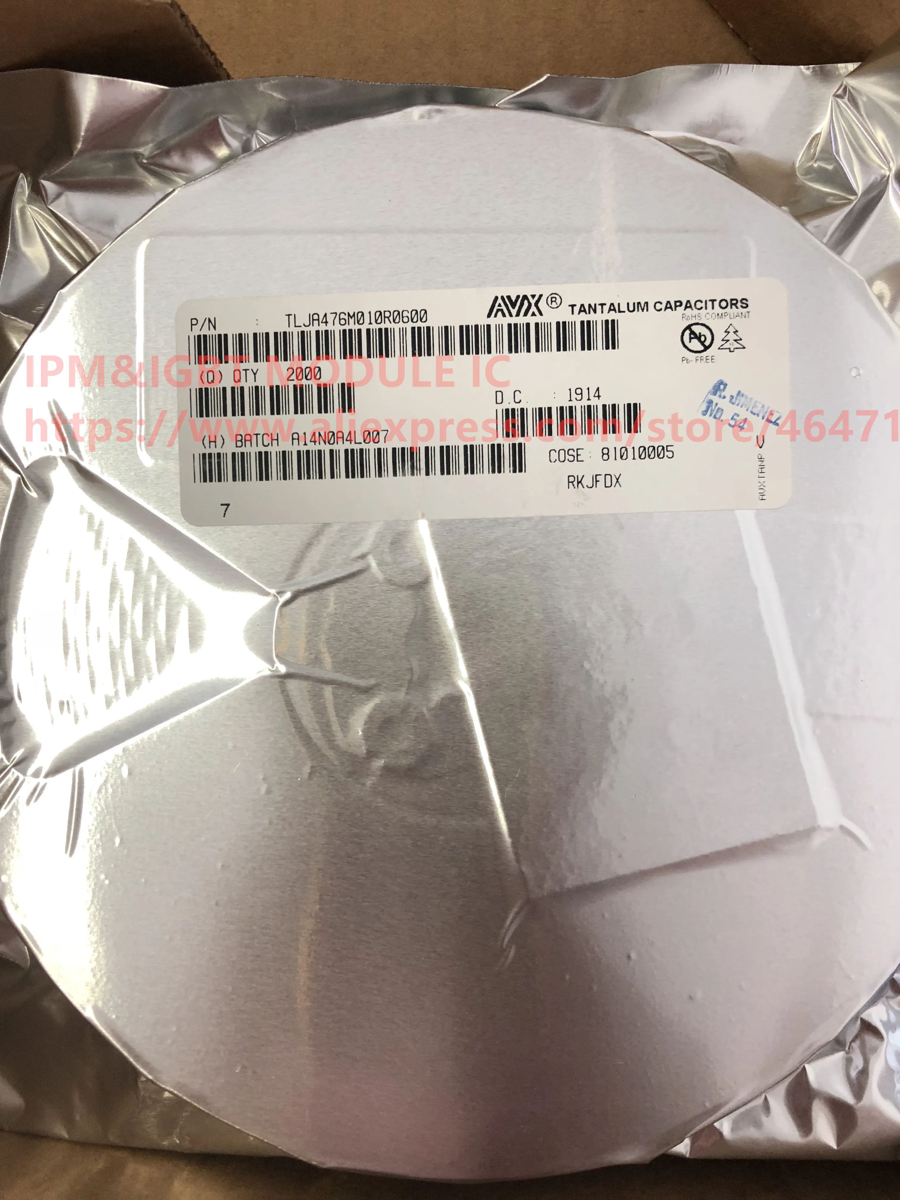 2000 шт/пластины sTLJA476M010R0600 3216 1206, 47(Европа) мкФ 10V 20% наземный танталовый конденсатор с алюминиевой крышкой типа A M файл