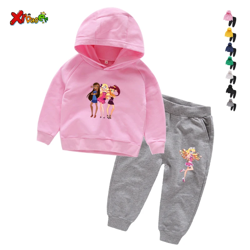 Комплекты для мальчиков и девочек детская зимняя одежда маленьких с мультяшным