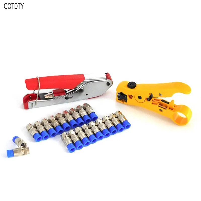 OOTDTY 20 шт. F компрессионные разъемы инструмент для RG6 RG59 коаксиальный кабель щипцы провода Стрипер зачистки плоскогубцы