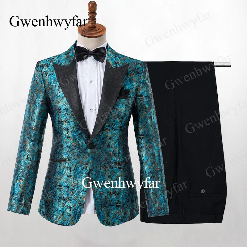 Gwenhwyfar, мужские костюмы, черный бархат, жаккард, двубортный, мужские костюмы, Свадебный костюм жениха, Homme, приталенный, приличный, вечерний костюм