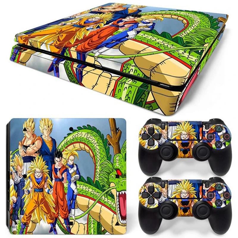 Hot Anime Goku Sticker Cover Wrap Protector Skin For Sony PS4 Slim Console & 2PCS Controller Skin Decal For PS4 Slim 
