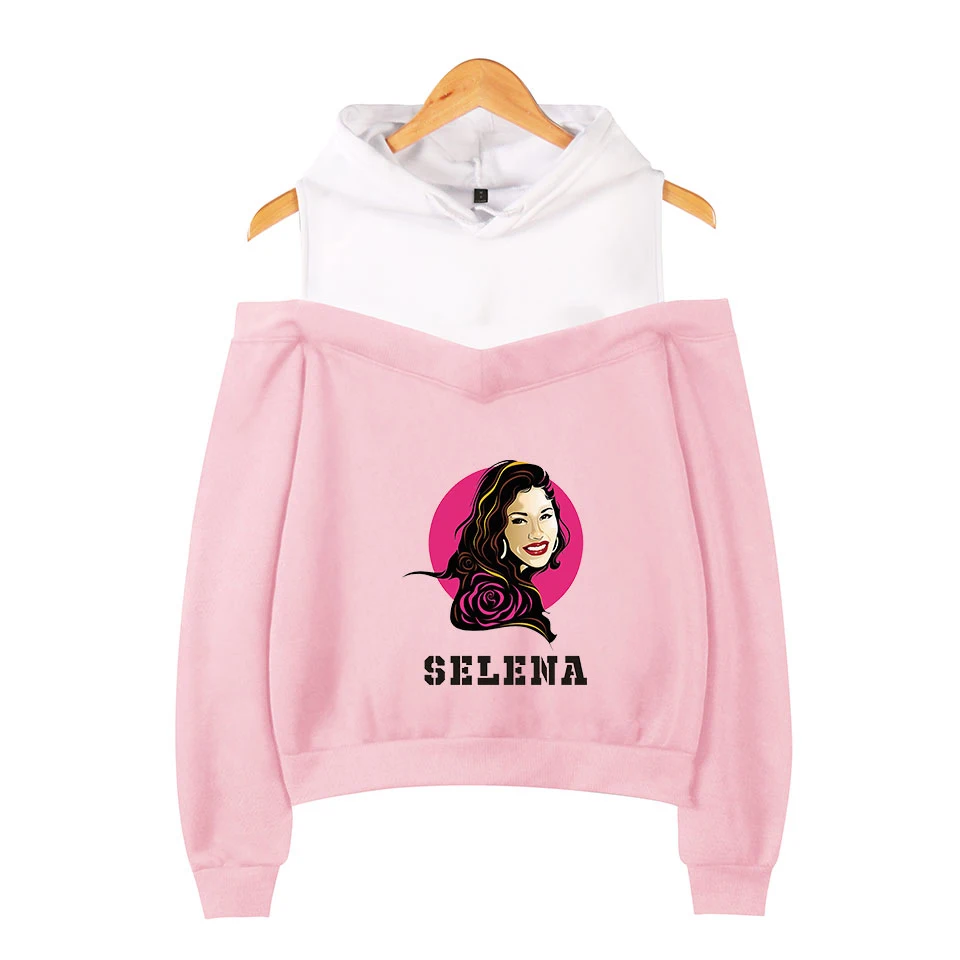 Сексуальная мода Selena quintanilla без бретелек толстовки женские розовые хлопковые с длинным рукавом Повседневные универсальные толстовки Selena quintanilla