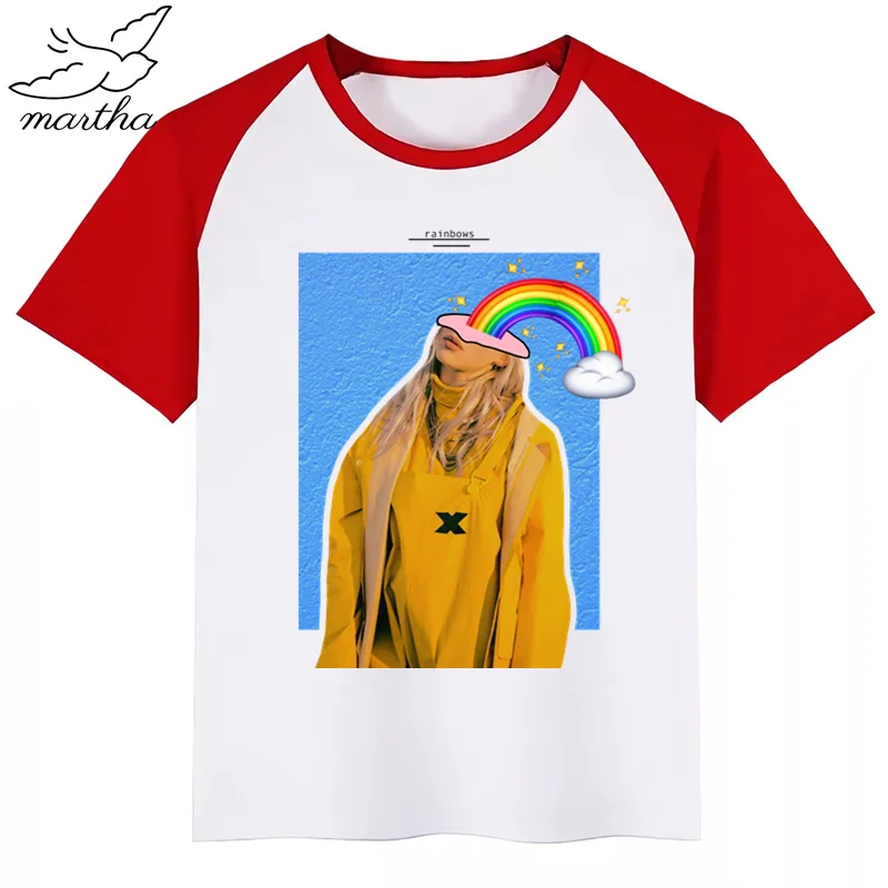 Billie Eilish BoysGirls/футболка с мультяшным принтом детская забавная одежда детская летняя футболка с короткими рукавами для малышей - Цвет: RedM
