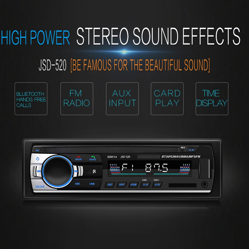 In-Dash FM/MP3/USB/Bluetooth Car Stereo Digital Media Receiver