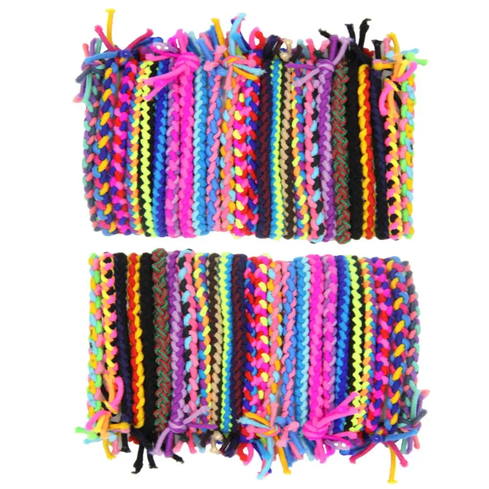 

50 Colorful Weave Braided Elastic Hair bands Multi Color Handmade Party Hairband for Women Rubber Hair Rope Wholesale