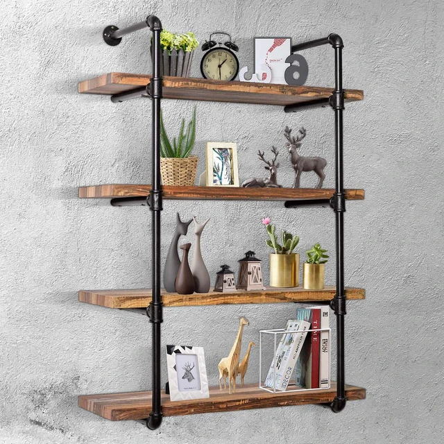 Estantería Industrial de 2/3/4 niveles, mueble Retro de pared, soporte  colgante de almacenamiento, tubería de hierro negro, estantes de tubería  DIY, estantería para libros, 2 uds. - AliExpress