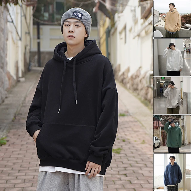 2021 autumn men's loose Korean fashion solid color versatile Hoodie 14  color large size small size