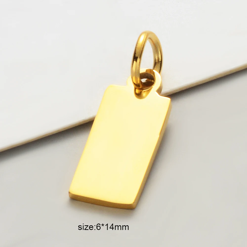 30pcs/Lot Stainless Steel Mirror Polish Rectangle Geometric Charms Pendants for DIY Jewelry Making Necklace Wholesale