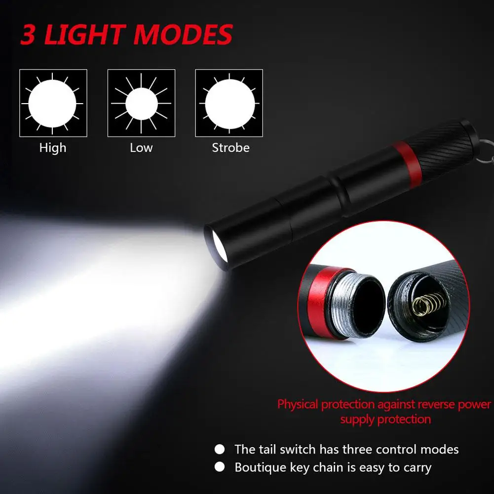 Black Mini LED Pen Flashlight Strong Light Versatile Portable IP67 Waterproof for Camping Hiking Night Riding | Лампы и освещение