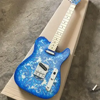 

Factory direct sale of blue split electric guitar, can be customized package mail