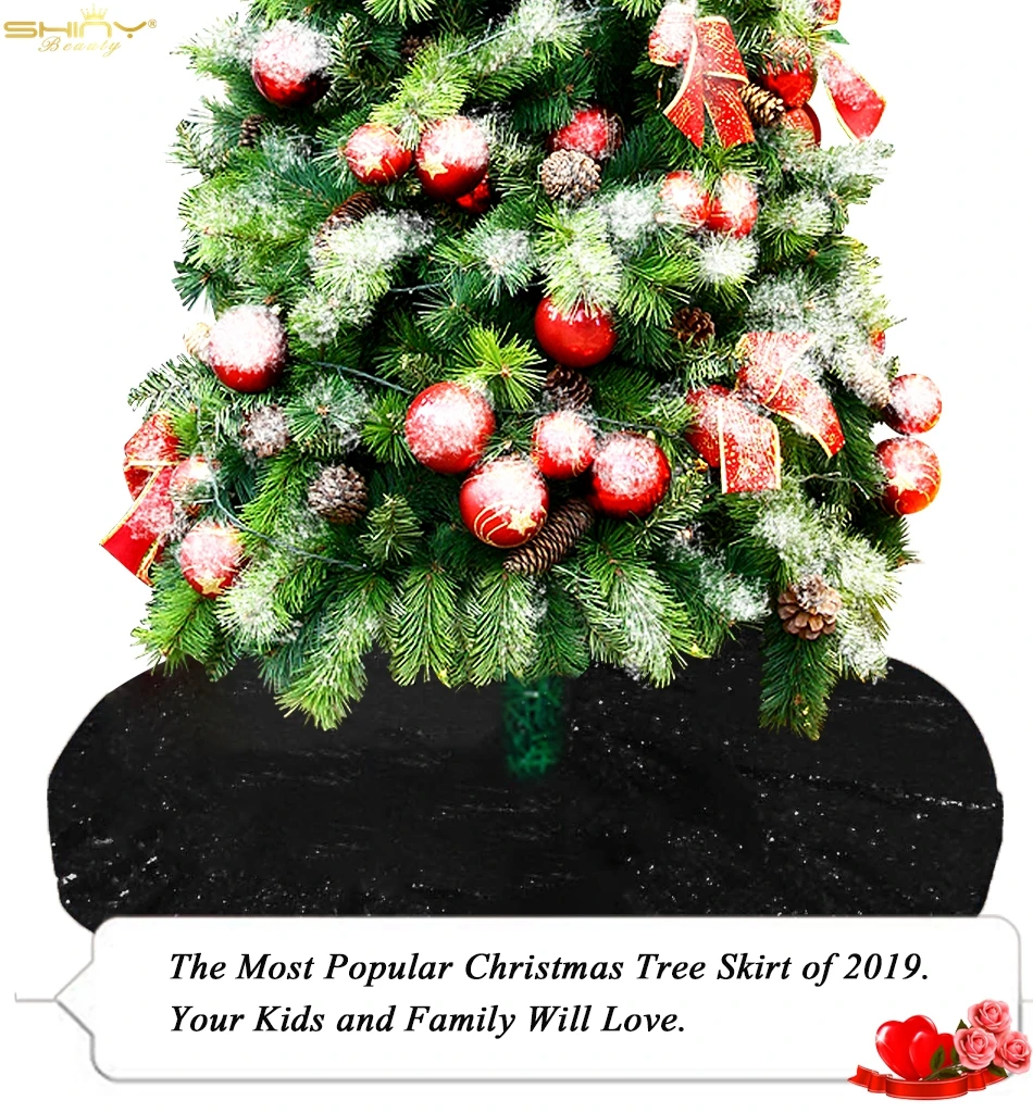 

30 inch Sequin Tree Skirt Black Round Christmas Tree Skirt for Mini Christmas Tree Personalized Halloween-M1023