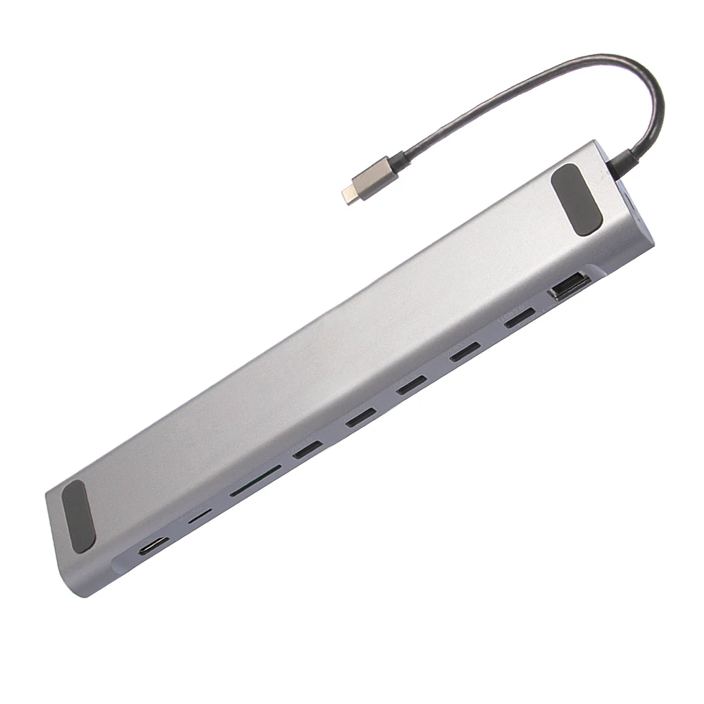 USB C концентратор HDMI 4K Ethernet LAN USB3.0/VGA/SD кард-ридер 12 в 1 DMI/MiniDP/VGA/USB-C/3xusb 3,0/RJ45 коаксиальный кабель/SD карты