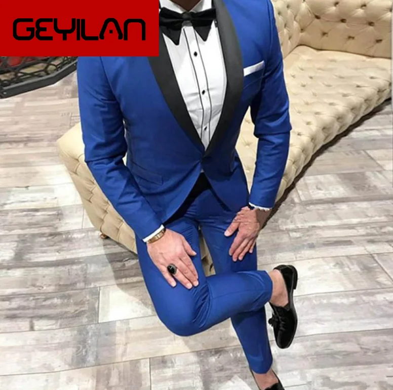 

2020 high quality one-button groomsman shawl lapel groom tuxedo men's suit wedding / prom groomsman suit jacket (jacket + pants