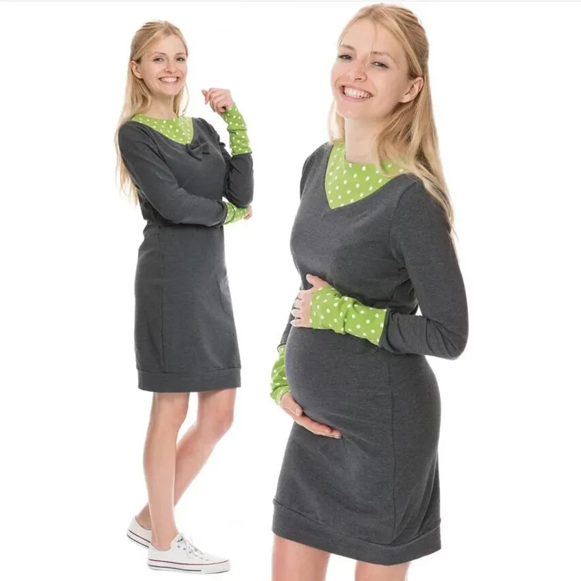 Maternity Nursing Lactation T Shirt Leisure Dress Autumn Pregnancy Pregnant Women Breastfeeding Hooded Tops Anti-light Clothing