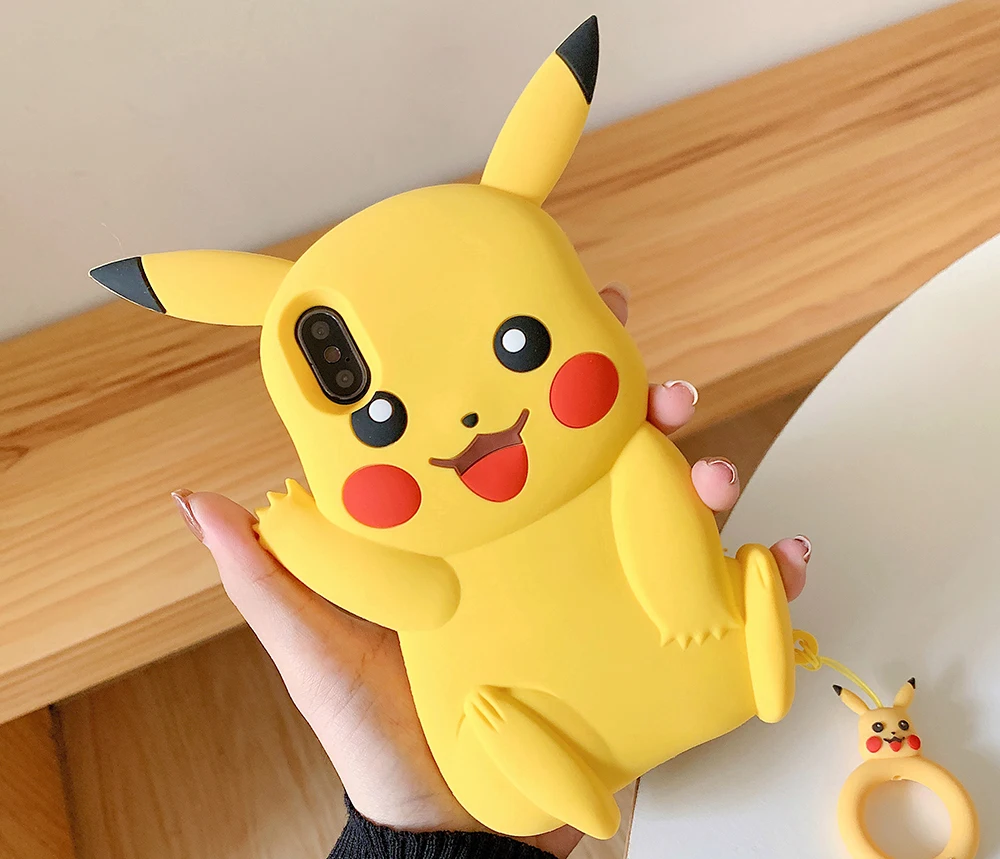 Стиль аниме мультфильм 3D Пикачу милый силиконовый чехол на заднюю панель для iPhone X XS max 7 8 6 6S Plus для Iphone 11 11 pro max