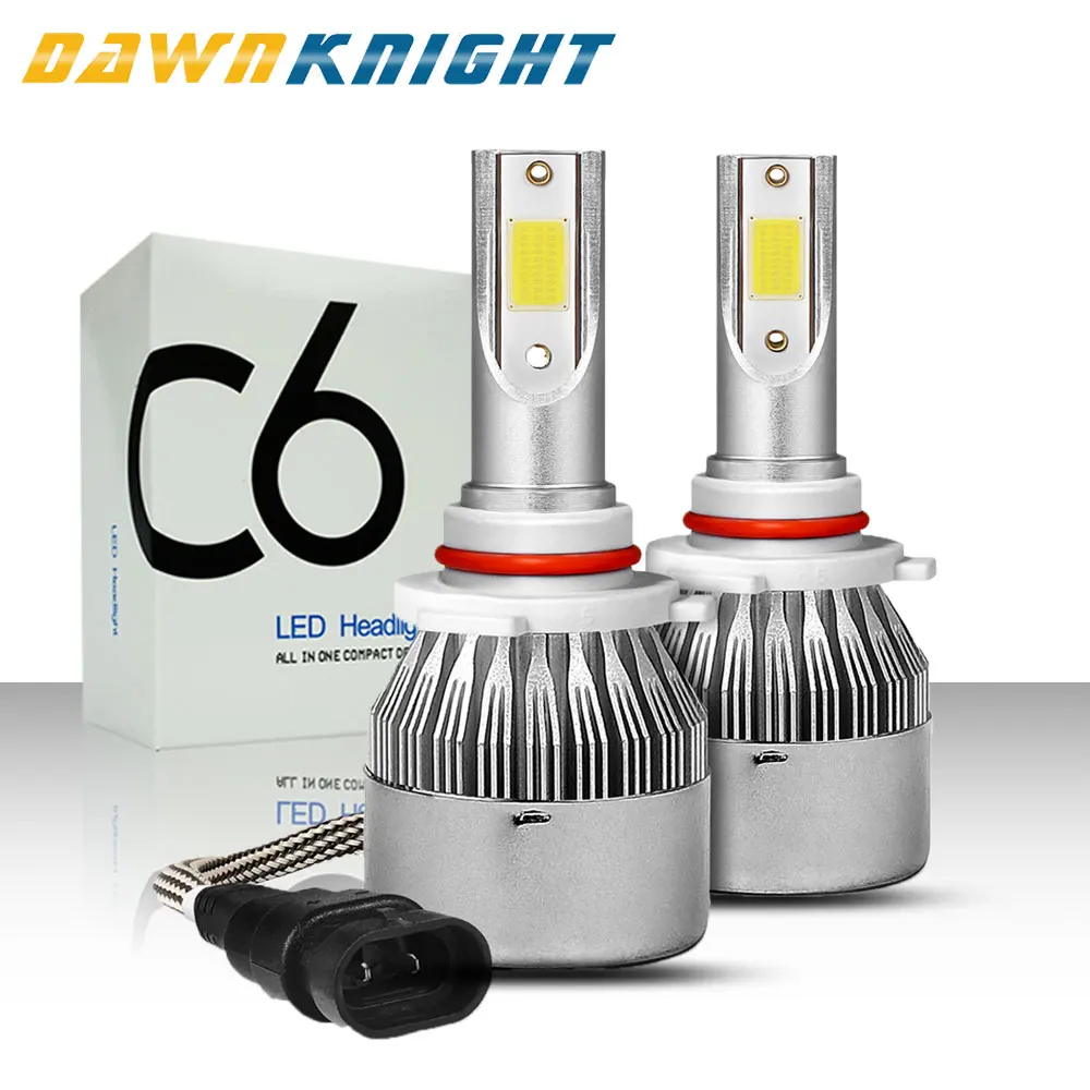 DAWNKNIGHT 2 шт. H7 светодиодные фары C6 турбо вентилятор 12 в 6000K H4 H1 H3 H8/H9/H11 H27 880 9005/HB3 9006/HB4