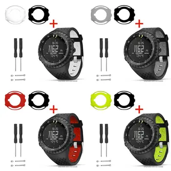 

1Set 1Set Two-tone Soft Silicone Watchband Wrist Strap Anti-Scratch Watch Case Screen Protector for Suunto Core Smart Watch