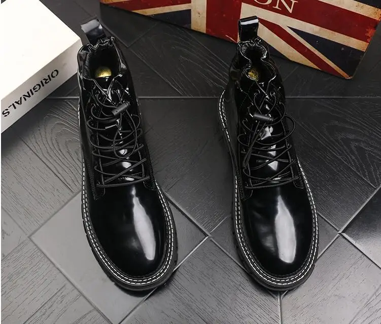 Новая трендовая обувь мужские ботильоны в британском стиле в стиле панк мужские теплые зимние ботинки на меху мотоботы - Цвет: black fur boots