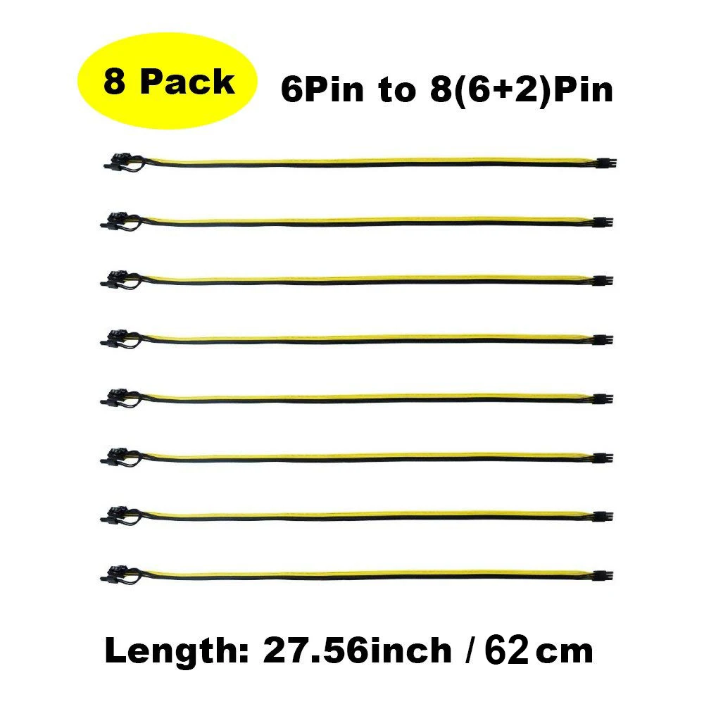 8 шт-6 PIN PCIe Express to PCIe 8(6+ 2) PIN(25 дюймов) New18AWG 6pin to 8pin кабель «Папа-папа» для GPU/PSU breakout board, GPU Ope