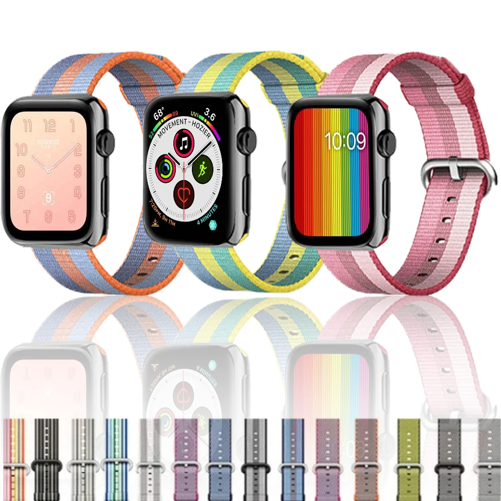Ремешок для Apple Watch Band apple watch 4 3 42 мм 44 correa iwatch band 38 40 pulseira тканый нейлоновый
