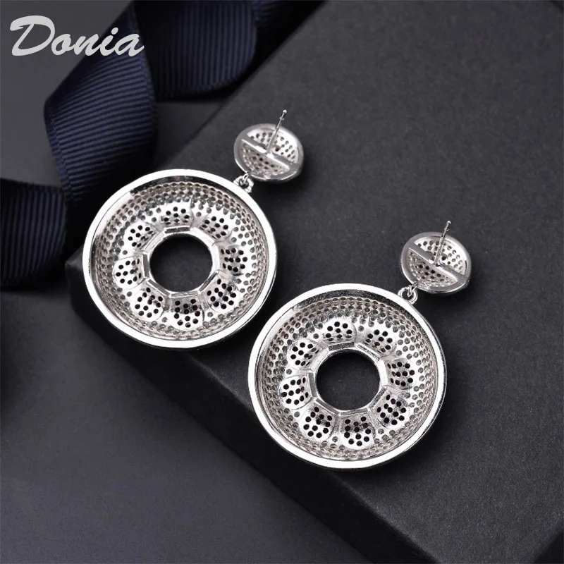 Donia Jewelry Fashion exaggerated earrings wreath ring studs copper micro-inlaid AAA zircon earrings with accessories