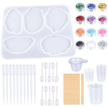 

Large Silicone Coaster Stencils with Resin Decorating Mixing and Measuring Tools Set Epoxy Silicone Resin Stencils Including 5 I