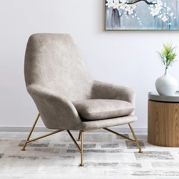 

Nordic single sofa chair fabric yellow blue living room modern simple model room leisure designer single chair light luxury