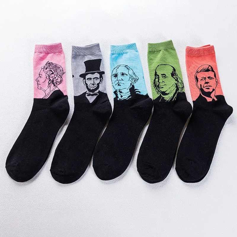 

2019 Newly Men Socks Cotton Casual Personality Design Hip Hop Streetwear Happy Socks Gifts for Men Sock