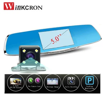 

5.0" Rearview Mirror DVR Camera Digital Video Recorder Dash Cam Dual Lens Registrar Camcorder Full HD 1080P Night Vision