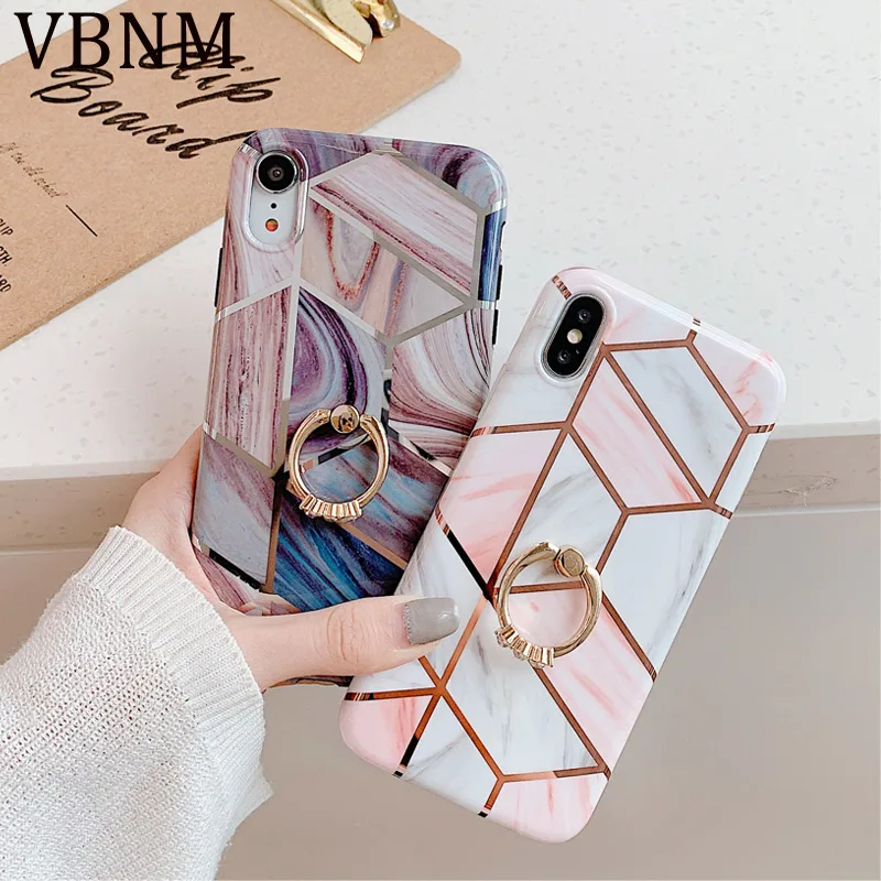 Позолоченный геометрический мраморный силиконовый чехол для телефона iPhone XR X XS 11